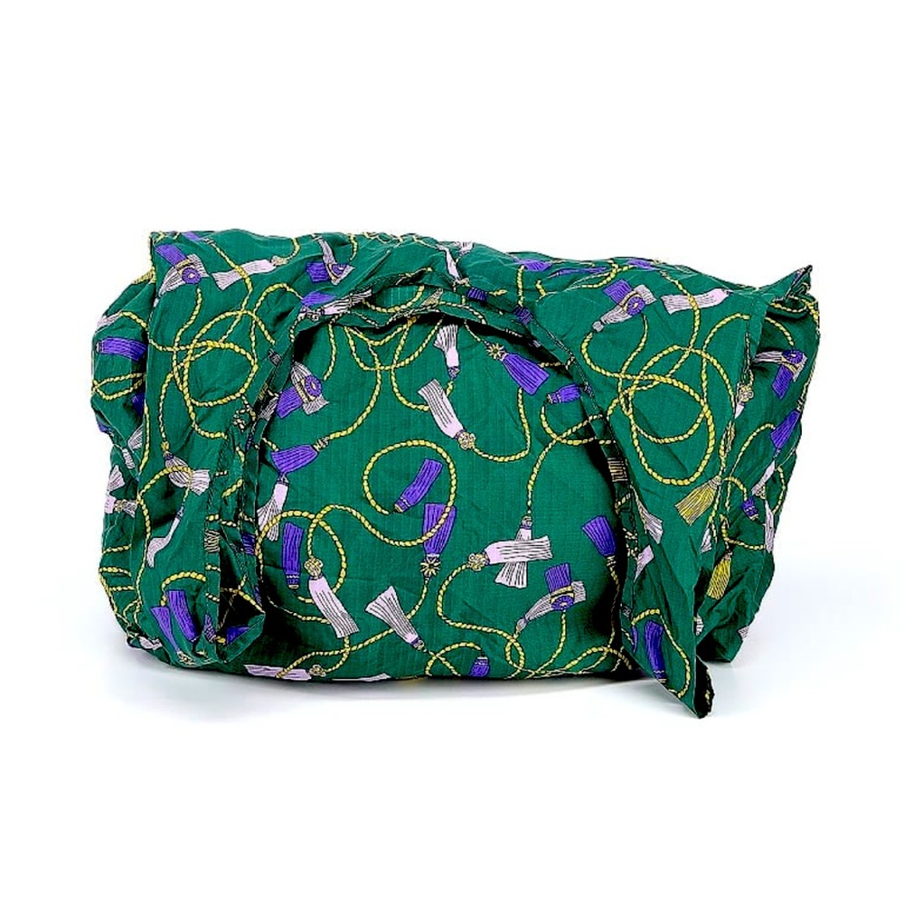 BAGGU Big Baggu Reusable Tote in Rare Discontinued Print Green Tassels